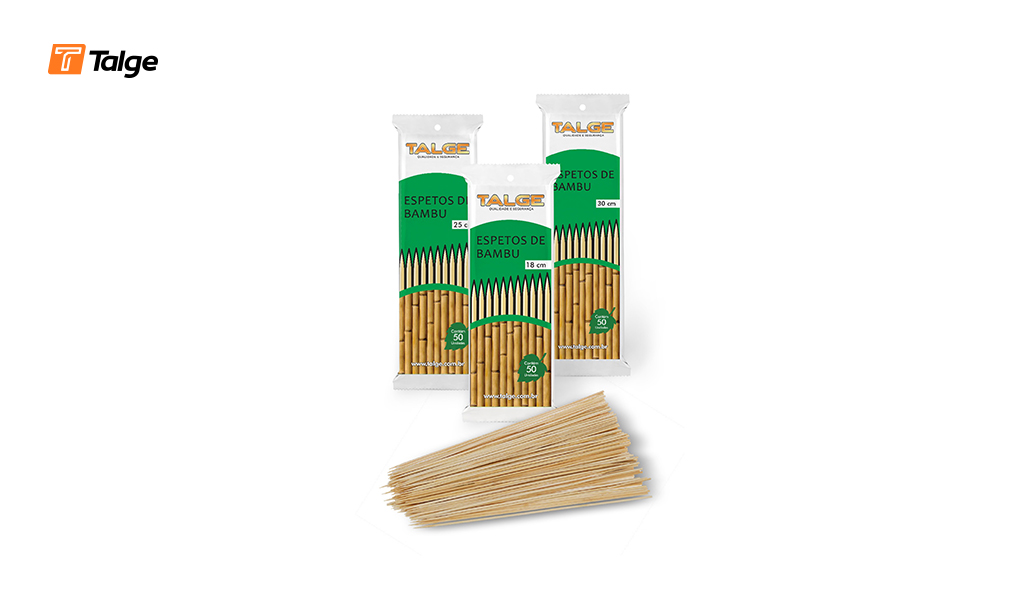 PALITO ESPETO TALGE BAMBU 25CM - PACOTE COM 50 UNIDADES