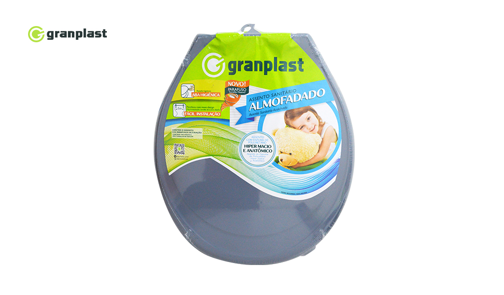ASSENTO GRANPLAST HYGIENIC ALMOFADADO CINZA