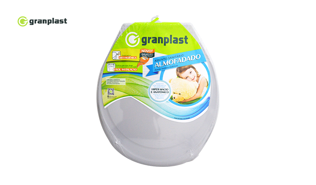 ASSENTO GRANPLAST HYGIENIC ALMOFADADO CINZA CLARO