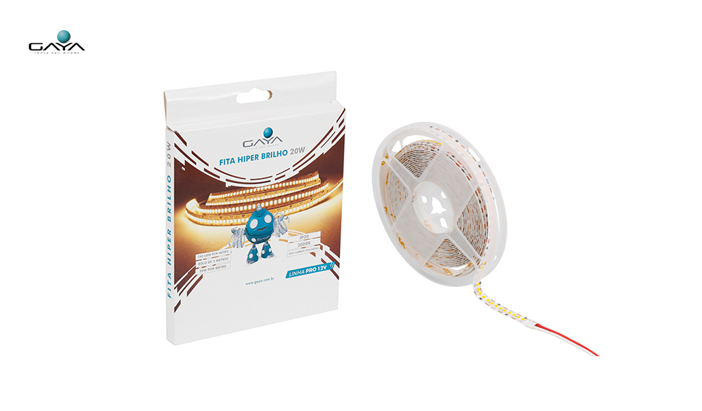 GAYA FITA LED HIPER BRILHO USO INTERNO IP20 20W 12V RL C/5M - 3000K LUZ AMARELA