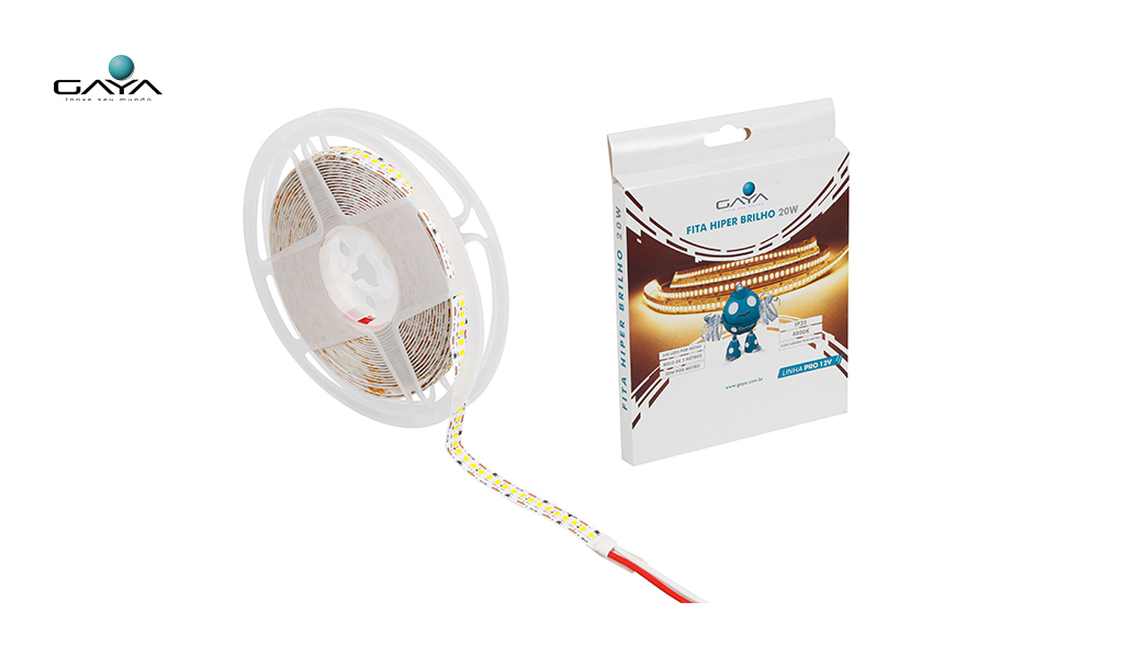 GAYA FITA DUPLA HIPER BRILHO (USO INTERNO) 20W 12V RL C/5M - 4000K LUZ NEUTRA