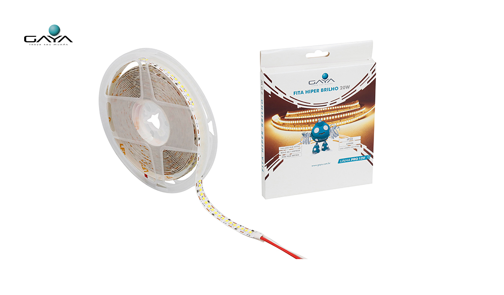 GAYA FITA DUPLA HIPER BRILHO (USO INTERNO) 20W 12V RL C/5M - 6000K LUZ BRANCA