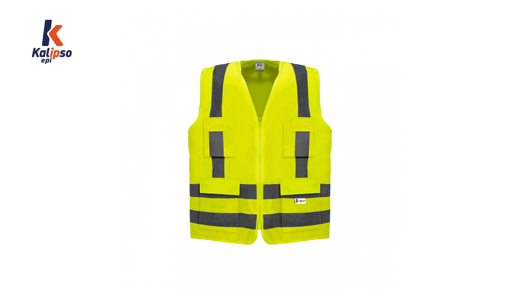 COLETE KALIPSO REFLETIVO C/BOLSO AMARELO XG