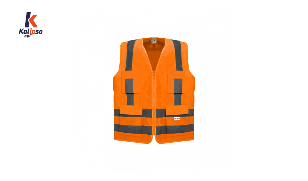 COLETE KALIPSO REFLETIVO C/BOLSO LARANJA XXG