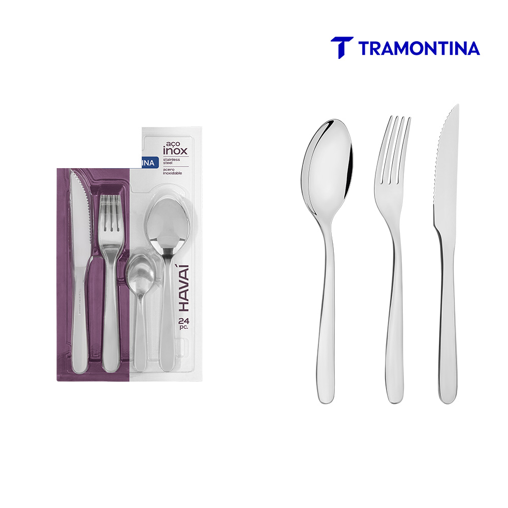 FAQUEIRO TRAMONTINA HAVAI INOX C/24 PEÇAS