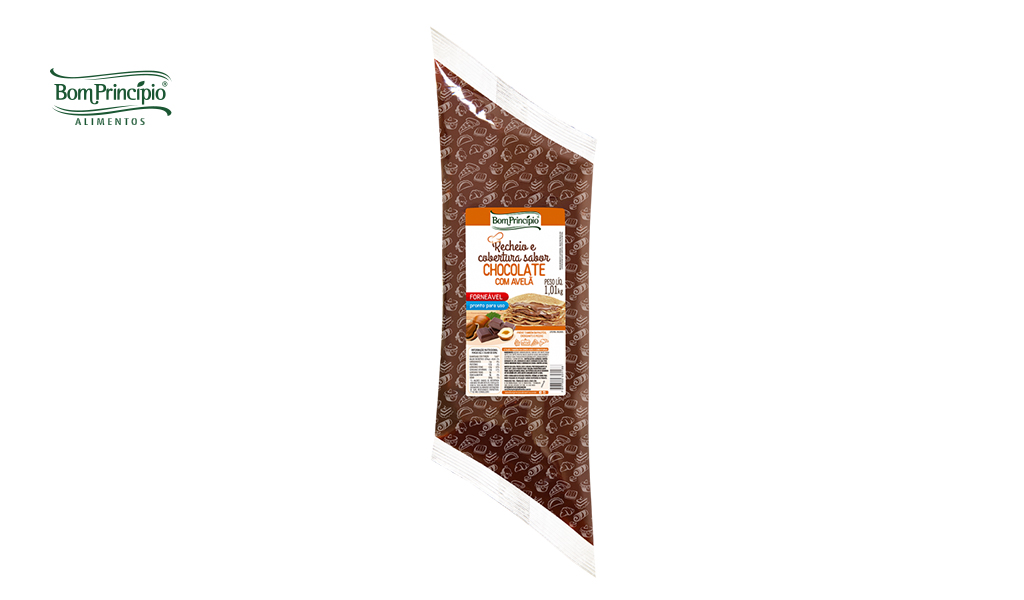 RECHEIO BOMPRINCIPIO CHOCOLATE E AVELA PIZZA MANGA 1,01KG COM 06 UNIDADES
