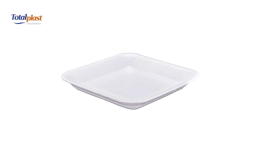BANDEJA TOTALPLAST EPS 150X150X18MM BRANCA RASA C/400 UNIDADES