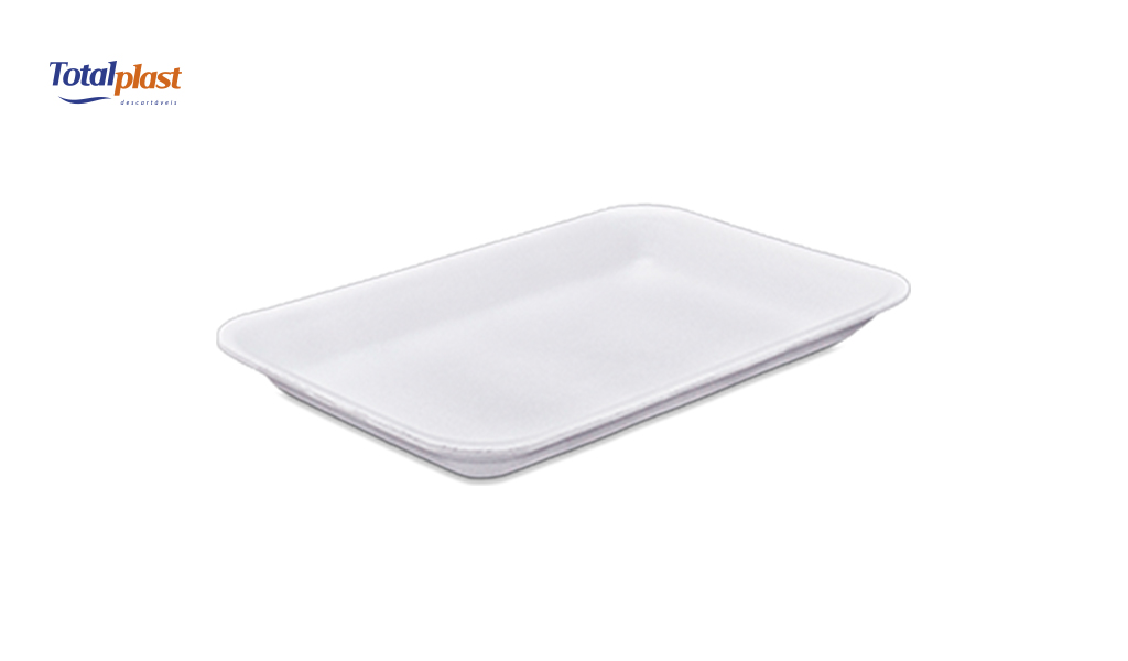 BANDEJA TOTALPLAST EPS 210X140X18MM BRANCA RASA C/400 UNIDADES