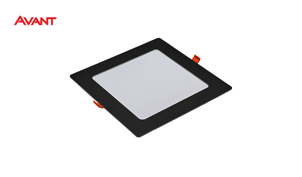 LUMINARIA AVANT LED LINHA POP PLASTICO ABS 18W EMBUTIR QUADRADO PRETO - COR DE LUZ 6500K BRANCA.