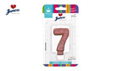 VELA JUNCO ANIVERSARIO LIVE COLORS COM GLITTER NUMERO - 7 COM A COR GOLD ROSE