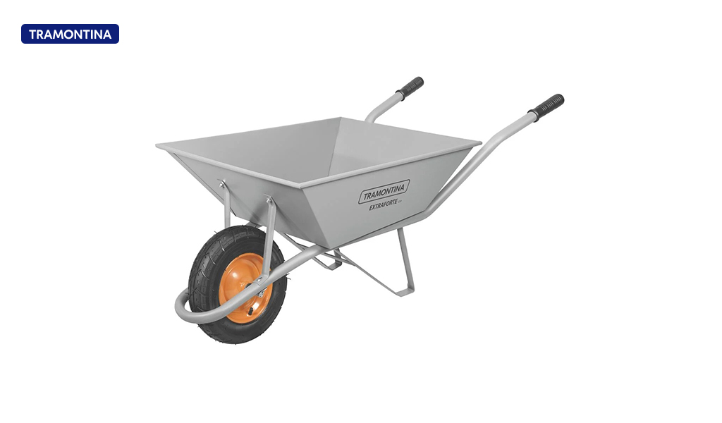 CARRINHO DE MÃO TRAMONTINA METAL GALVANIZADO 65L  3,5X8”  EXTRA FORTE C/ PNEU E CAMARA