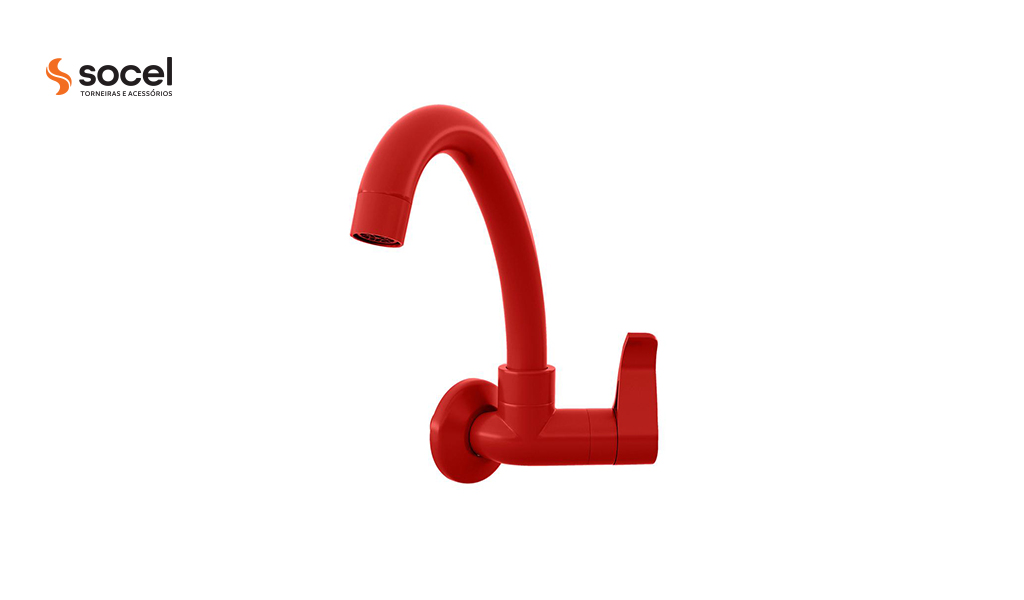 TORNEIRA SOCEL PAREDE ABS BM BAIXA ORQUIDEA RED LUXO