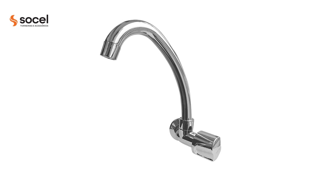 TORNEIRA SOCEL COZINHA/PAREDE ABS BM ALTA SLIM TULIPA CROMADA