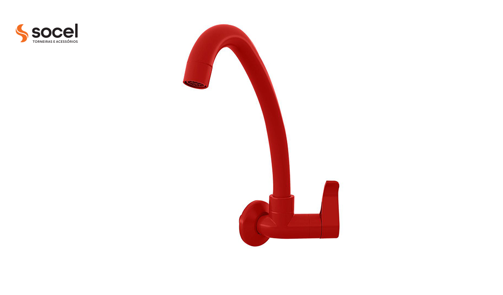 TORNEIRA SOCEL COZINHA/PAREDE ABS BM ALTA ORQUIDEA RED LUXO