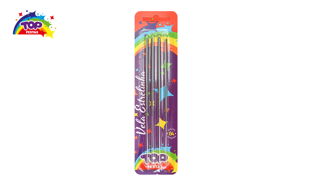 VELA ESTRELINHA TOPFESTA 14CM ENCARTELADO - COM 04 UNIDADES