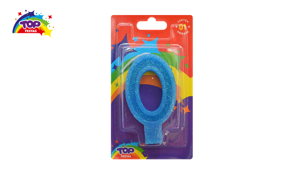 VELA TOPFESTA ANIVERSARIO N-0 AZUL - COM 01 UNIDADES