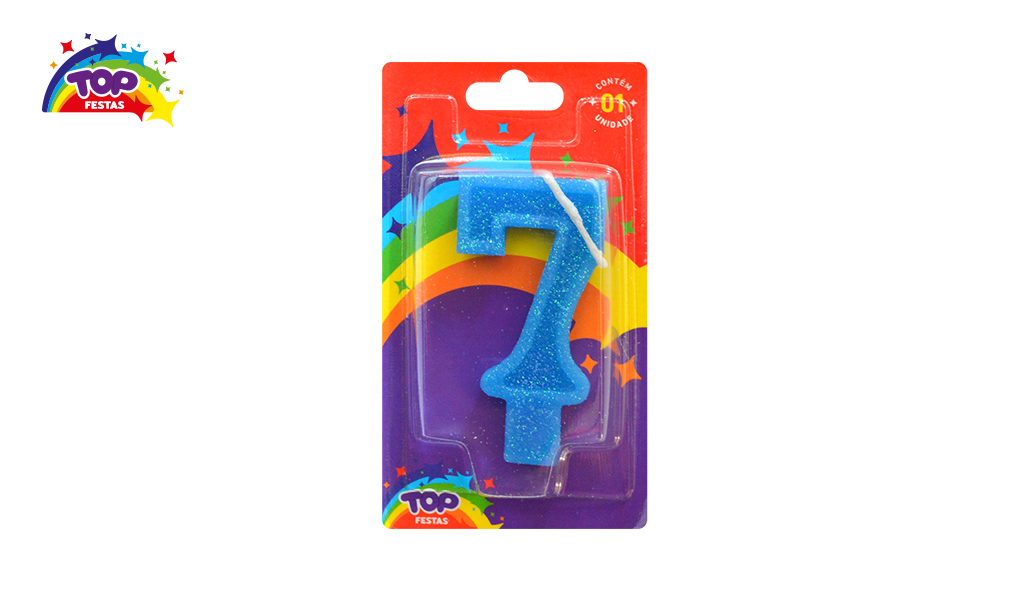 VELA TOPFESTA ANIVERSARIO N-7 AZUL - COM 01 UNIDADES