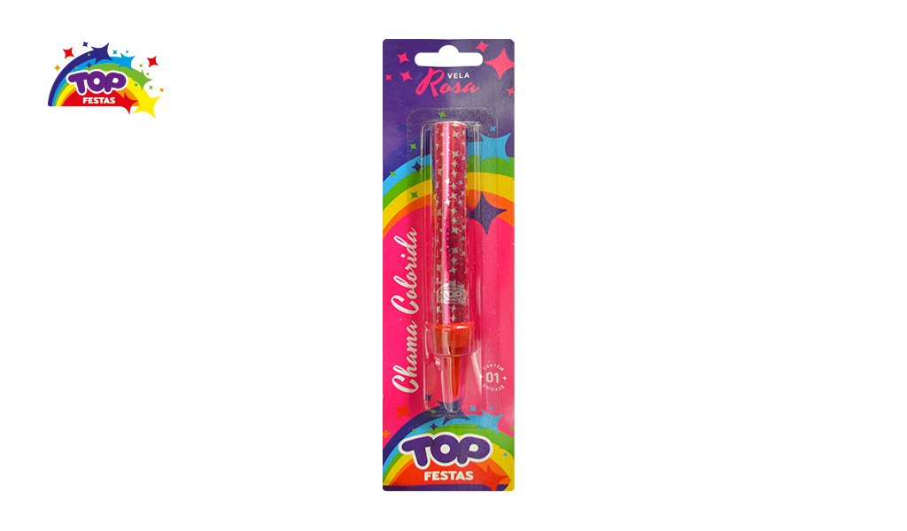 VELA TOPFESTA VULCAO COLORIDA ROSA - COM 01 UNIDADES