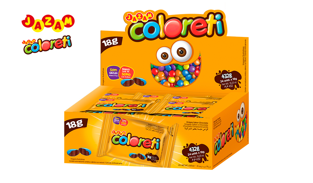 COLORETI JAZAM TRADICIONAL - UNIDADE COM 18 GRAMAS E A CAIXA COM 24 UNIDADES
