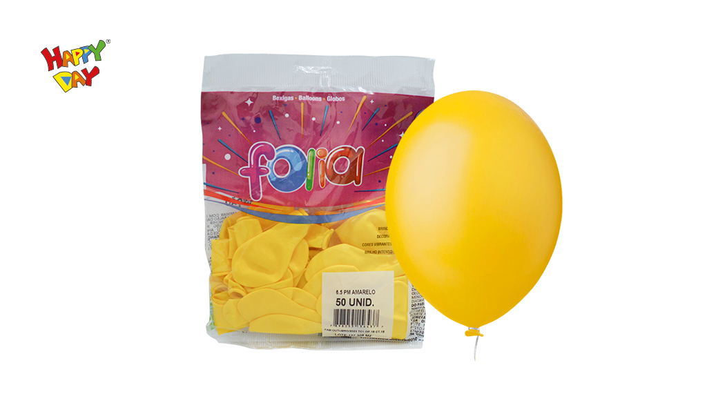 BALAO FOLIA PERA 6.5 LISO AMARELO - COM 50 UNIDADES