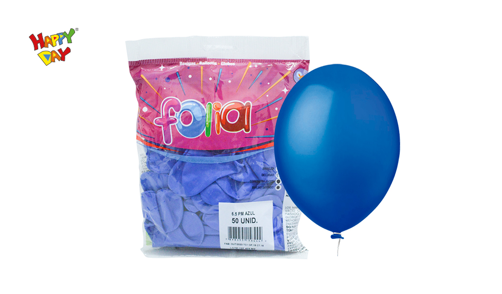 BALAO FOLIA PERA 6.5 LISO AZUL - COM 50 UNIDADES