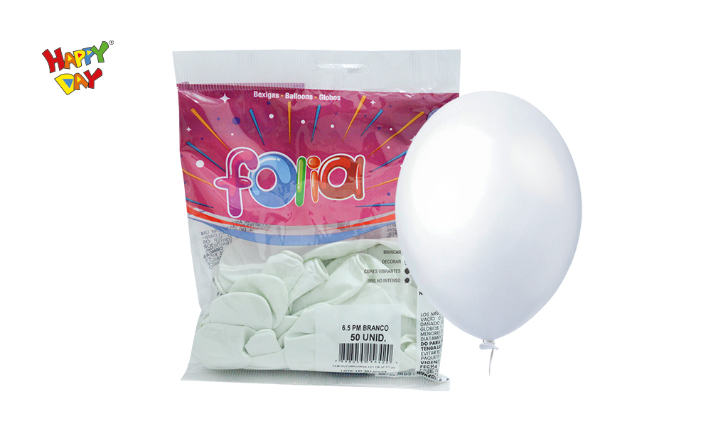BALAO FOLIA PERA 6.5 LISO BRANCO - COM 50 UNIDADES