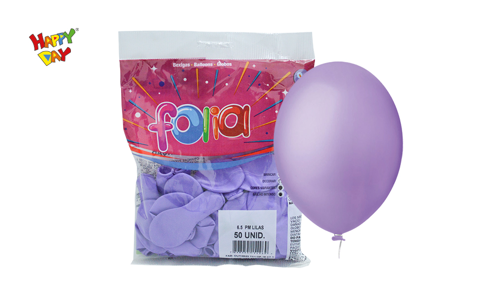 BALAO FOLIA PERA 6.5 LISO LILAS - COM 50 UNIDADES