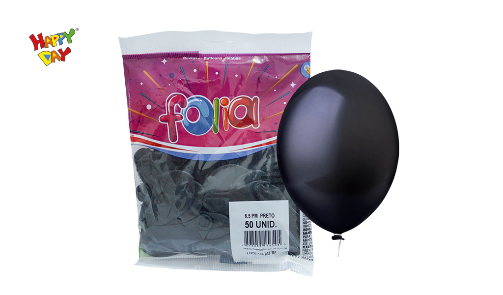 BALAO FOLIA PERA 6.5 LISO PRETO - COM 50 UNIDADES