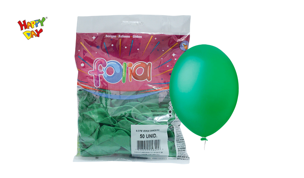 BALAO FOLIA PERA 6.5 LISO VERDE BANDEIRA - COM 50 UNIDADES