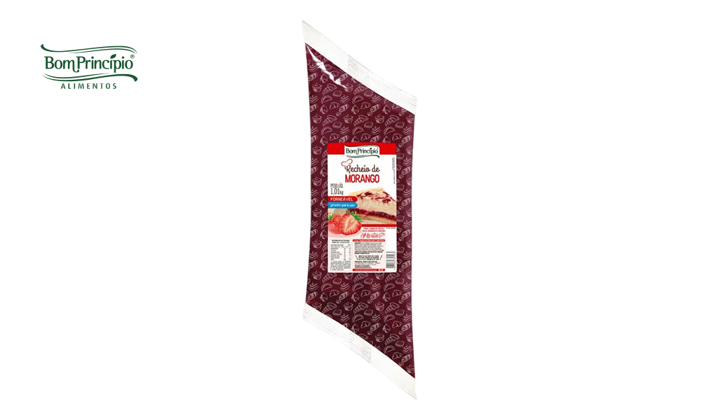 RECHEIO BOMPRINCIPIO MORANGO FORNEAVEL MANGA 1,01KG COM 06 UNIDADES
