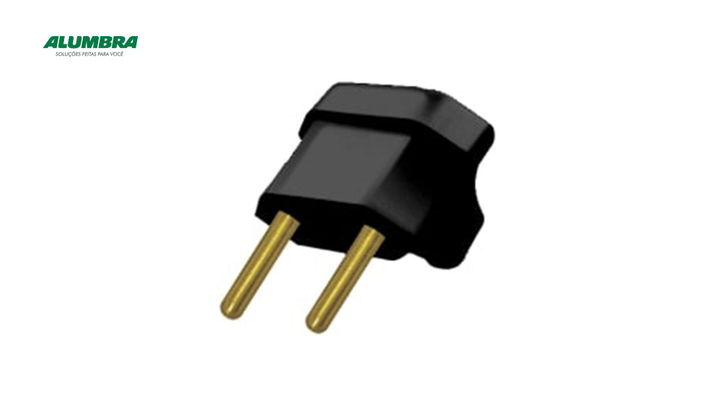 PLUG ALUMBRA MACHO TRIANGULAR 2P 10A PRETO