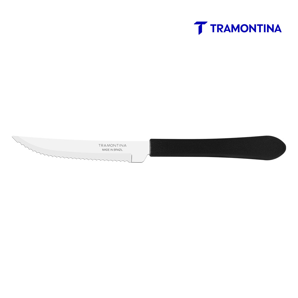 FACA PARA CHURRASCO TRAMONTINA LEME COM LÂMINA EM AÇO INOX E CABO DE POLIPROPILENO PRETO 4”