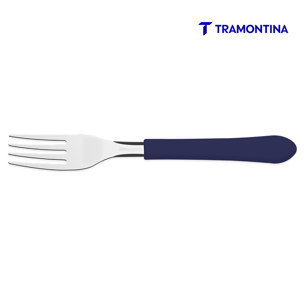 GARFO DE MESA TRAMONTINA LEME COM LÂMINA EM AÇO INOX E CABO DE POLIPROPILENO AZUL