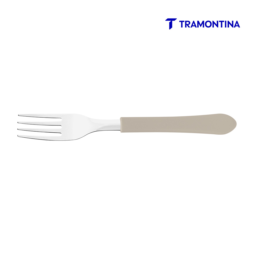 GARFO DE MESA TRAMONTINA LEME COM LÂMINA EM AÇO INOX E CABO DE POLIPROPILENO CINZA