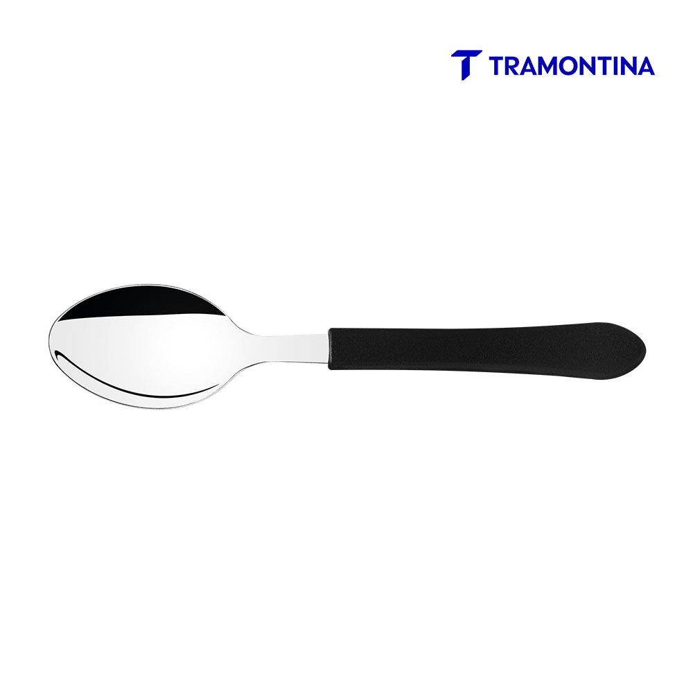 COLHER DE MESA TRAMONTINA LEME COM LÂMINA EM AÇO INOX E CABO DE POLIPROPILENO PRETO
