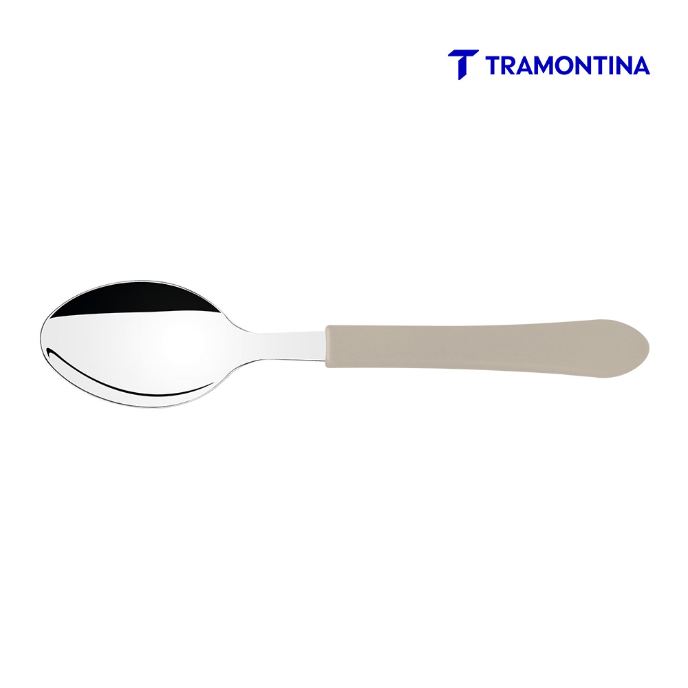 COLHER DE MESA TRAMONTINA LEME COM LÂMINA EM AÇO INOX E CABO DE POLIPROPILENO CINZA
