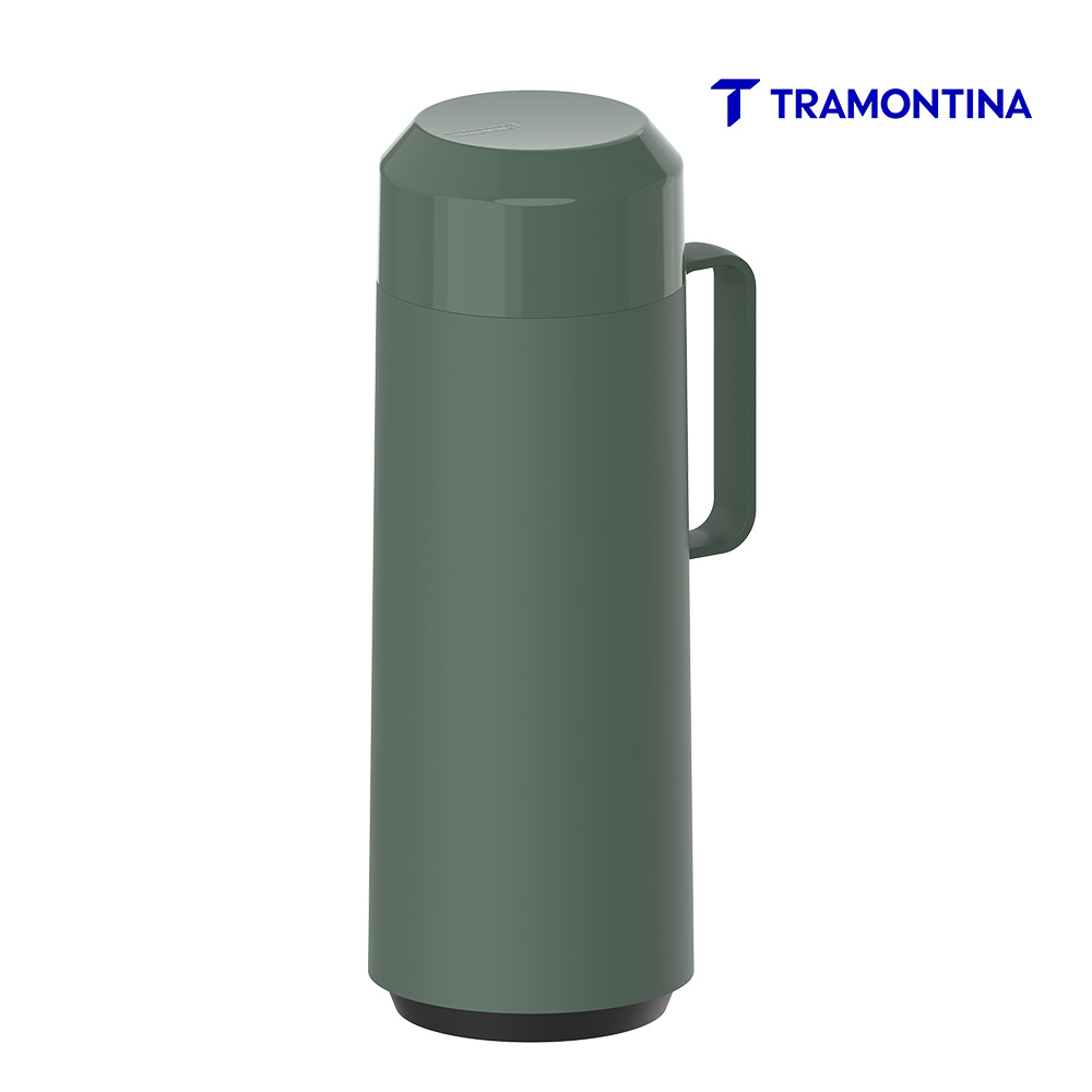 GARRAFA TÉRMICA TRAMONTINA EXATA EM PLÁSTICO VERDE COM AMPOLA DE VIDRO E TAMPA ROSQUEÁVEL 1 L