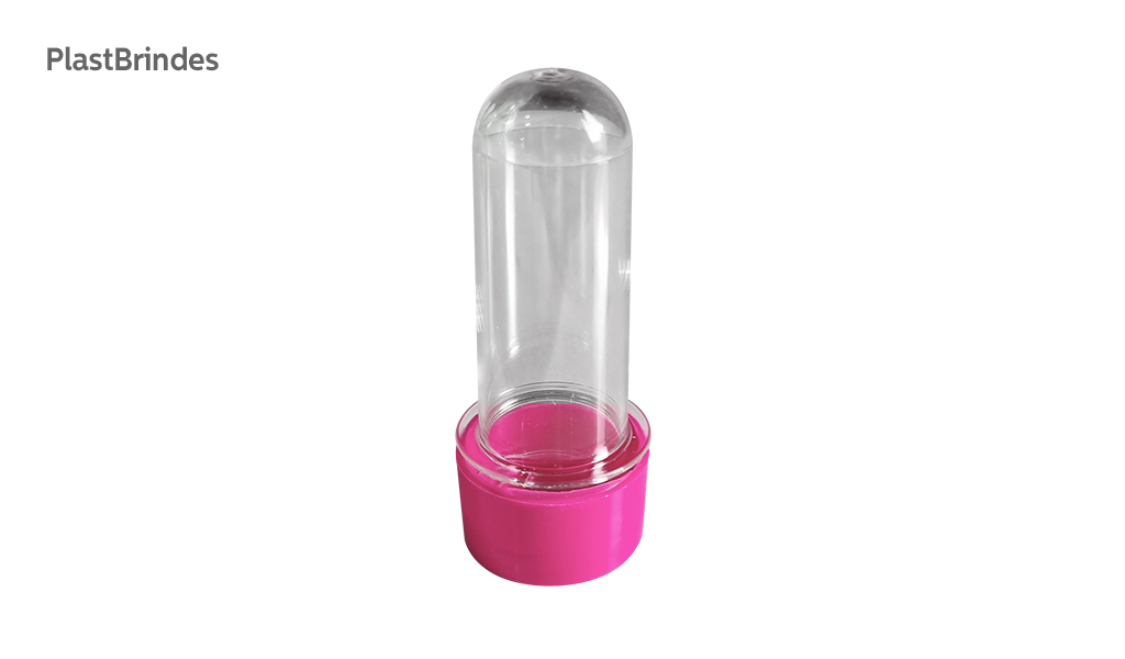 TUBETE PLASTICOS & BRINDES ACRILICA 8CM PINK - COM 10 UNIDADES