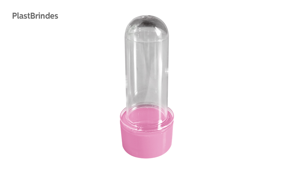 TUBETE PLASTICOS & BRINDES ACRILICA 8CM ROSA BABY - COM 10 UNIDADES