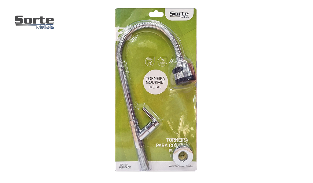 TORNEIRA SORTE METAIS GOURMET ACO INOX DE MESA 1/4V C-60
