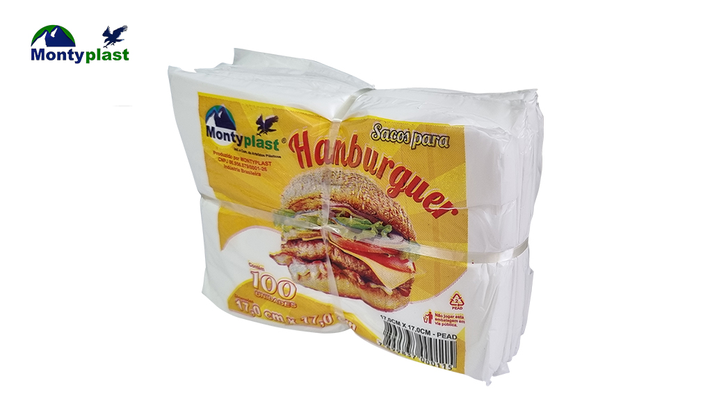 SACO MONTYPLAST HAMBURGUE 17X17CM - COM 1000 UNIDADES 