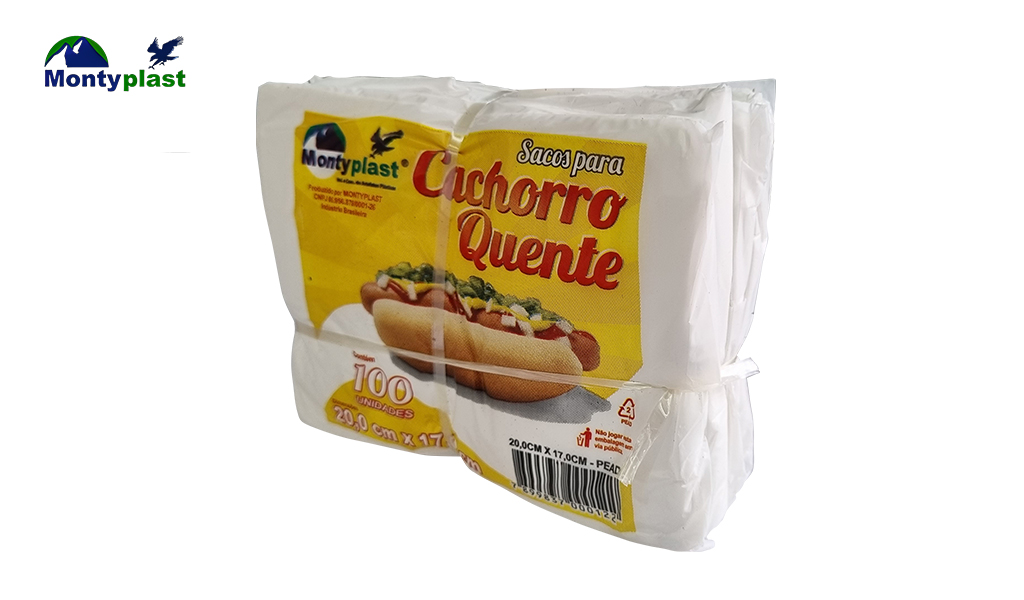SACO MONTYPLAST HOTDOG 20X17CM - COM 1000 UNIDADES