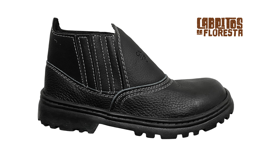 BOTA CABRITOS DA FLORESTA BLAQUEADO ELASTICO - COM BICO DE PVC - NUMERO 36 - NA COR PRETA