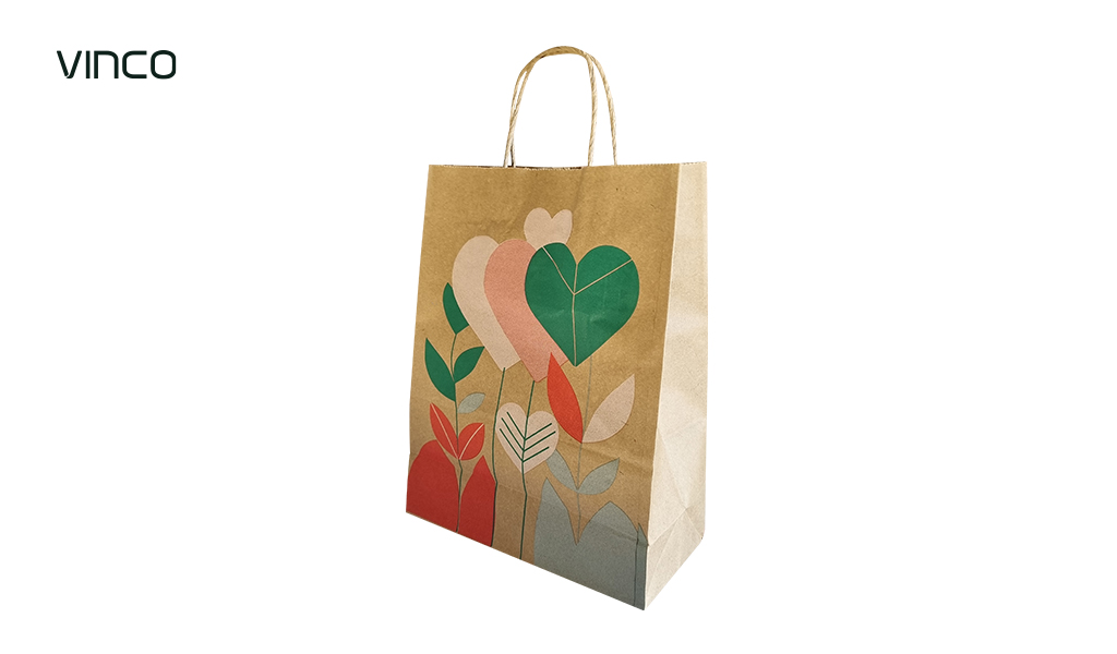 SACOLA KRAFT VINCO 26X21X9MM TAMANHO P COM IMPRESSAO ”SENTIMENTOS” COM 25 UNIDADES