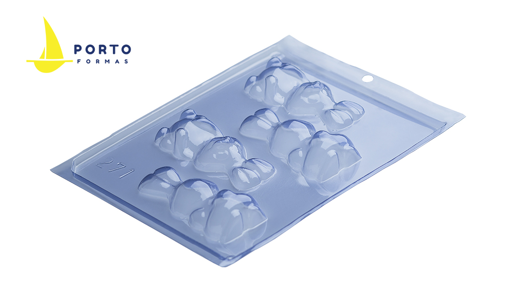 FORMA PORTO SIMPLES ACETATO COELHO BARRIGUDINHO - TAMANHO 95X48X24MM C/10 UNIDADES.