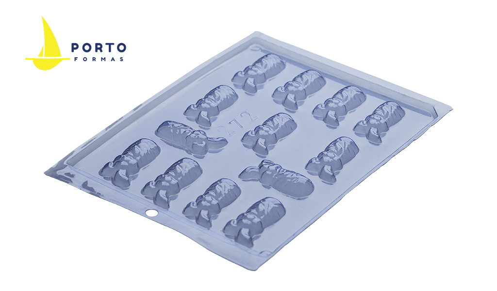 FORMA PORTO SIMPLES ACETATO COELHINHOS 13 CAVIDADES - TAMANHO 45X20X07MM C/10 UNIDADES