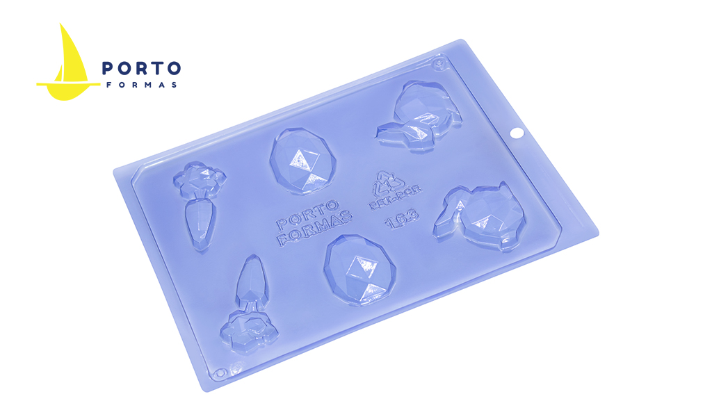 FORMA PORTO SIMPLES ACETATO ORIGAMI PASCOA - TAMANHO 65X32X10MM C/10 UNIDADES.