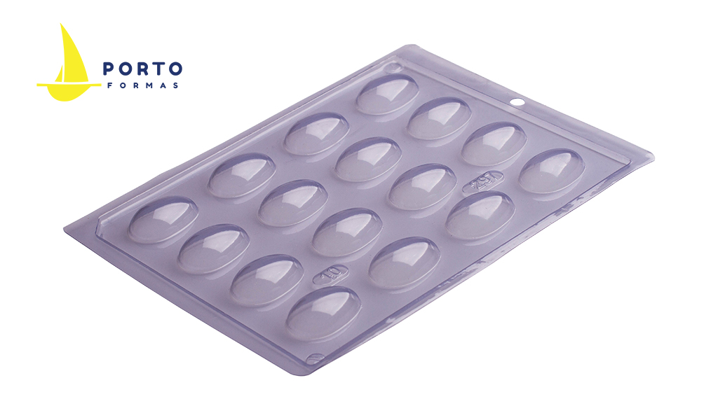 FORMA PORTO SIMPLES ACETATO OVO LISO 10G 16 CAVIDADES- TAMANHO 27X39MM C/10 UNIDADES