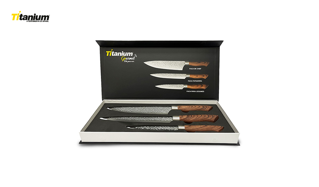 JOGO FACA TITANIUM PREMIUM MADEIRA C/3 PECAS