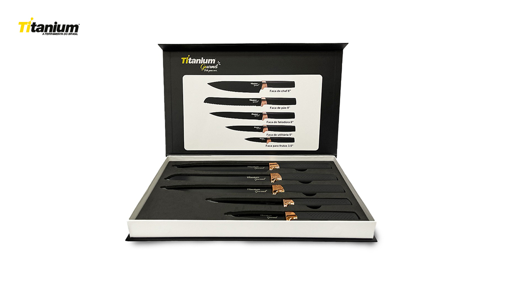 JOGO FACA TITANIUM PREMIUM ROSE C/5 PECAS